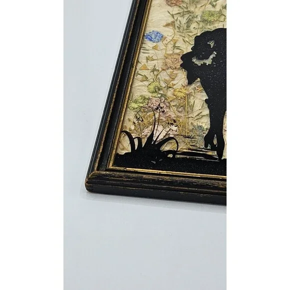 Vtg 1930 Mary Fisher Milkweed Hand Painted Reverse Couple Courting Silhouette - Picture 4 of 11